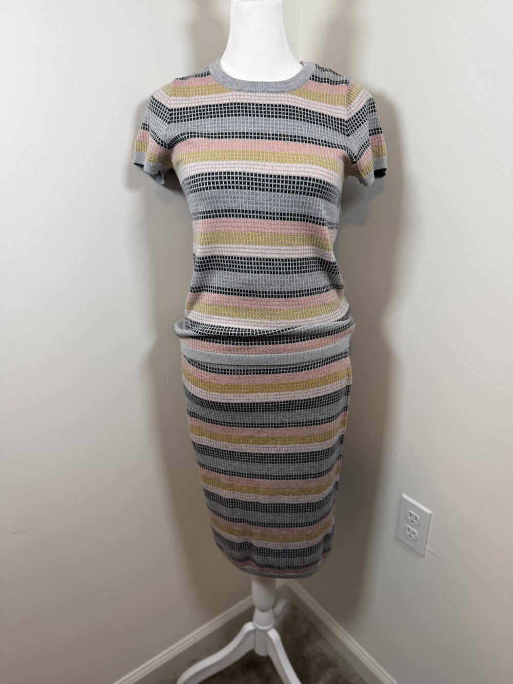 Boden Wool Striped Knit Texture 2 Piece Set Size Small Bottom 6R Top 4R Business